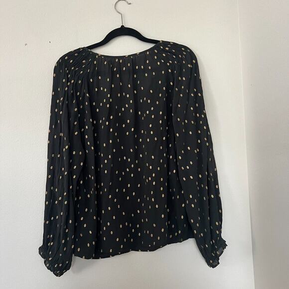 Velvet By Graham & Spencer Krista Black & Gold Metallic Dot Blouse - Picture 9 of 9
